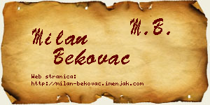 Milan Bekovac vizit kartica